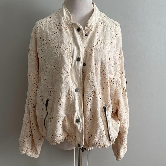 FP Daisy Jane Cotton Embroidered Bomber Jacket cottagecore grannycore boho - Picture 5 of 13